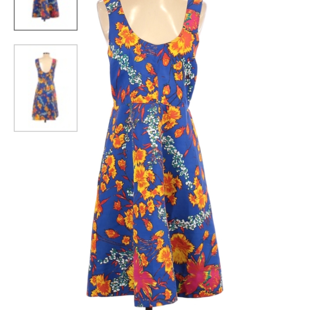 Plenty by Tracy Reese Colorful Bright Blue and yellow Floral Dress Size 6